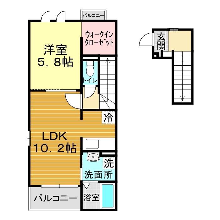 サン フォレスト(1LDK/2階)の間取り写真