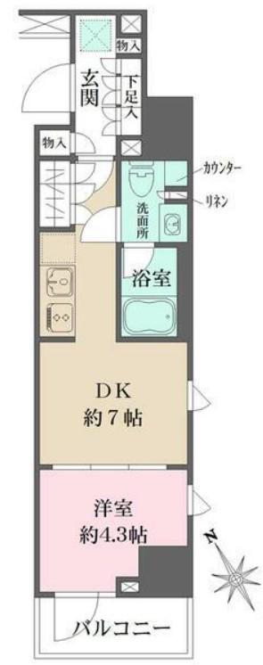 ルフォンプログレ四谷(1DK/4階)の間取り写真