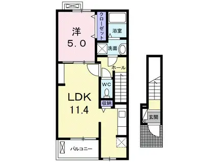 メゾンプリート(1LDK/2階)の間取り写真