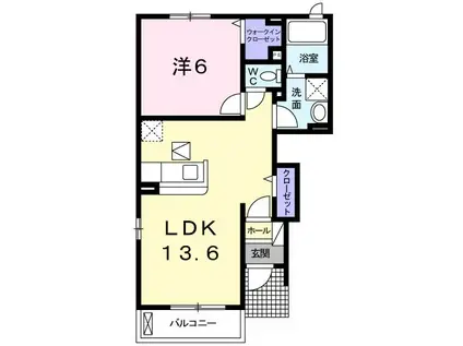 カーサ・プラシードB(1LDK/1階)の間取り写真