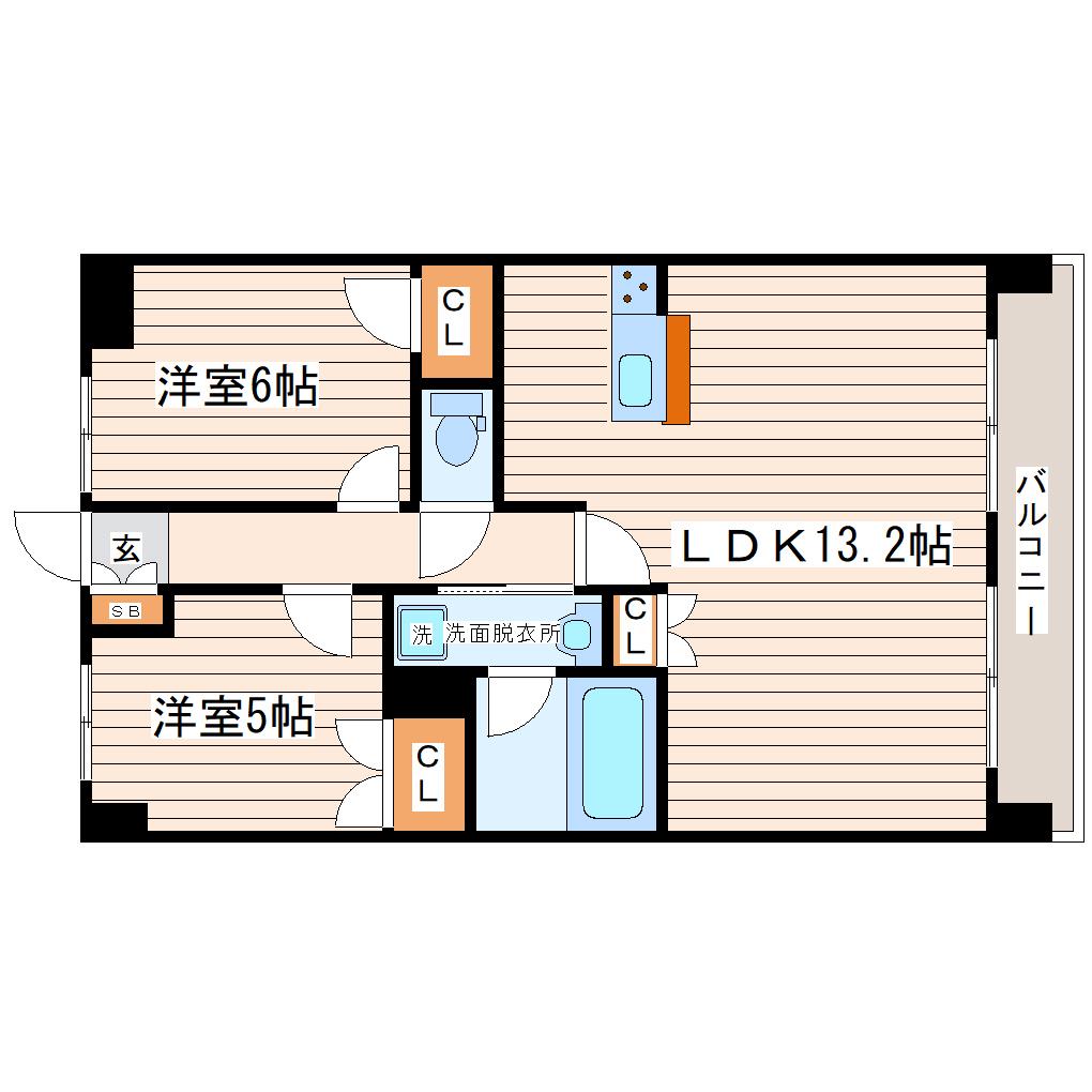 エスコートワン(2LDK/5階)の間取り写真