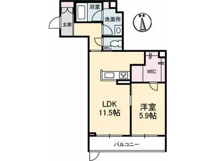 ベルセーヌ(1LDK/1階)の間取り写真