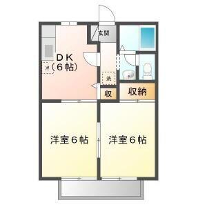 サンライフ中川(2DK/1階)の間取り写真