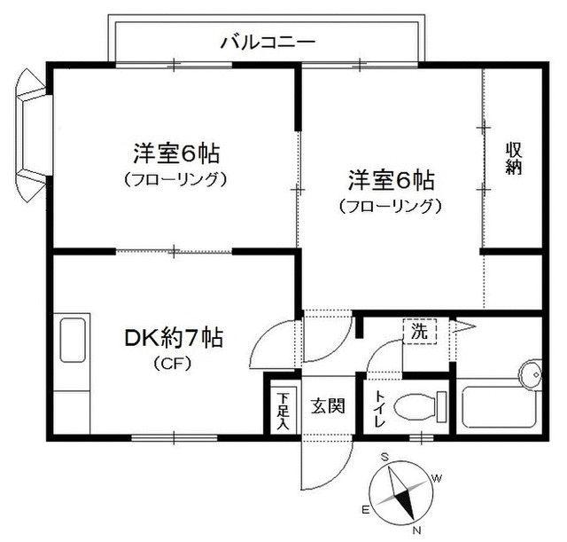 スイーニュ21(2DK/2階)の間取り写真