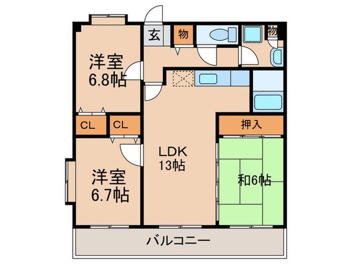 レグルス空港南(3LDK/4階)の間取り写真