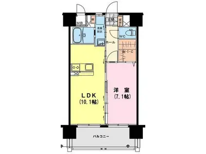 リオ グランデ(1LDK/9階)の間取り写真