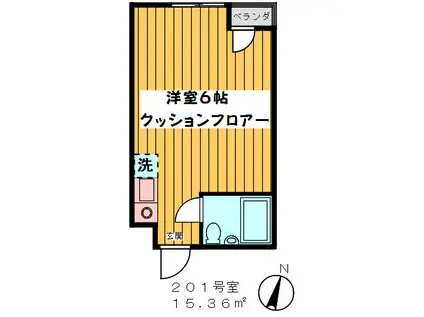 KDハイム(ワンルーム/2階)の間取り写真