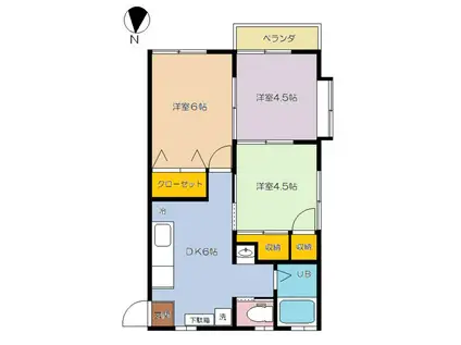 ハイム久が原(3DK/2階)の間取り写真