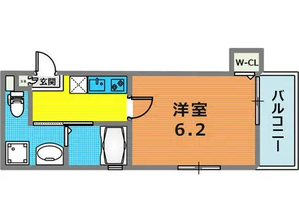 ワコーレヴィータ青木ウエスト(1K/2階)の間取り写真
