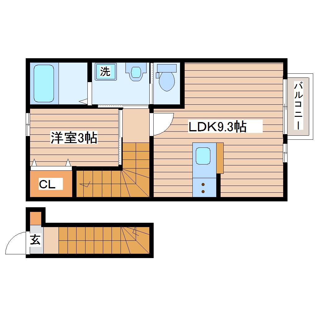FAB南仙台(1LDK/2階)の間取り写真
