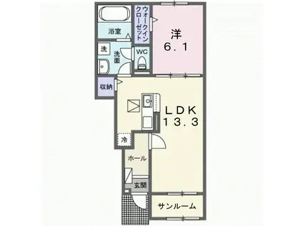 けやきレジデンスα(1LDK/1階)の間取り写真