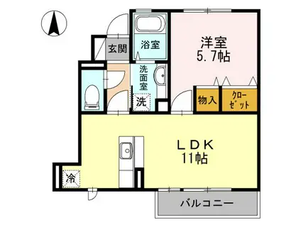 カーサポンティチェロ(1LDK/1階)の間取り写真
