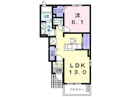 グランジェロI(1LDK/1階)の間取り写真
