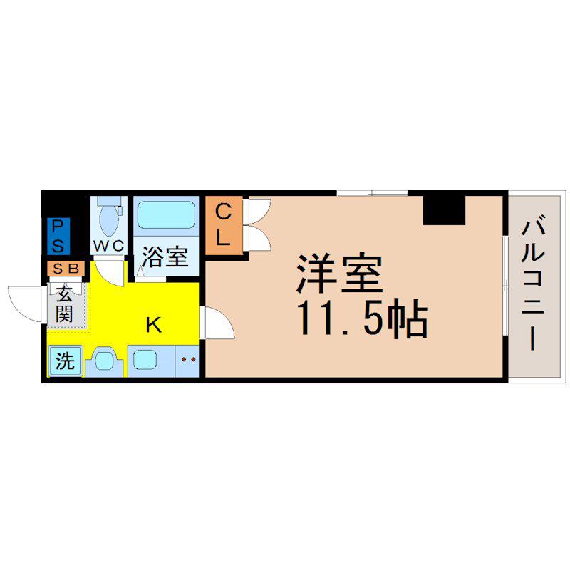 THUマンション(1K/2階)の間取り写真