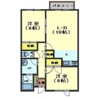 函館市電湯川線 柏木町駅 徒歩11分 3階建 築33年(2LDK/2階)の間取り写真