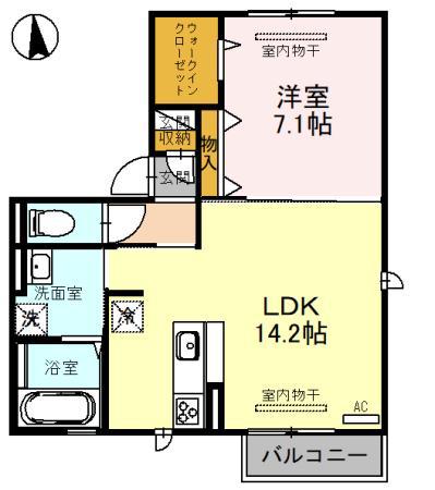 グランクレージュ有田川 A棟(1LDK/2階)の間取り写真