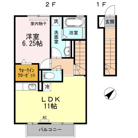ARC VILLA(1LDK/2階)の間取り写真