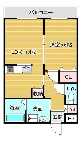 ひまわり(1LDK/2階)の間取り写真
