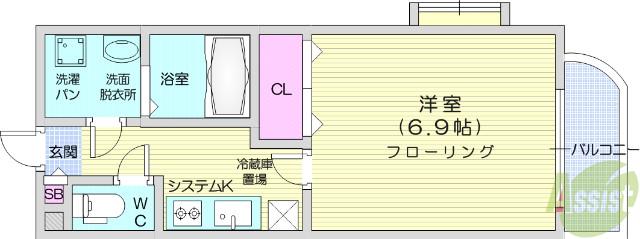 リュエル八幡(1K/4階)の間取り写真