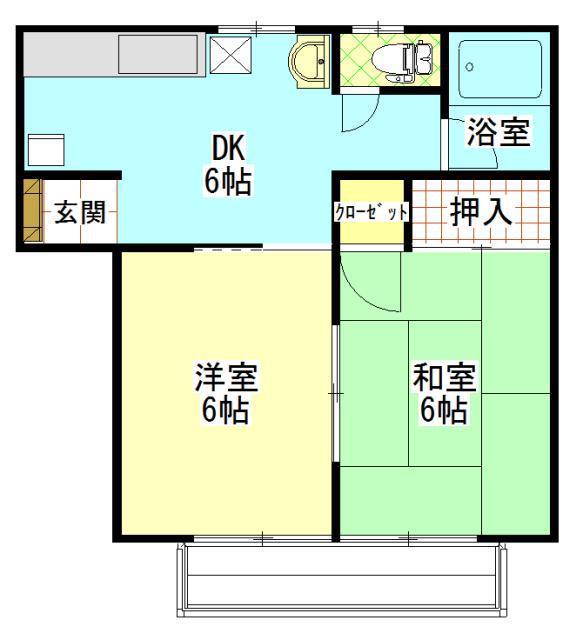 コーポラス・SAWAII(2DK/1階)の間取り写真