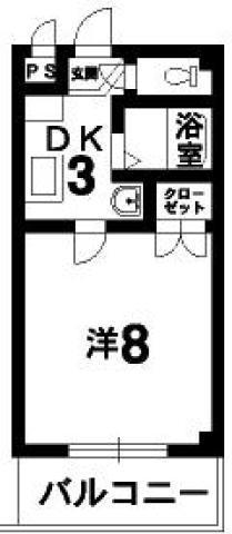 コスモハイムIII(1K/3階)の間取り写真