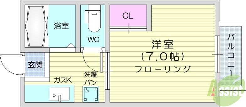 イン上杉(1K/1階)の間取り写真