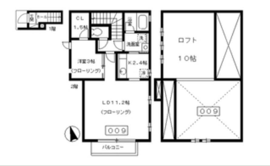 メゾントレフル(1LDK/2階)の間取り写真