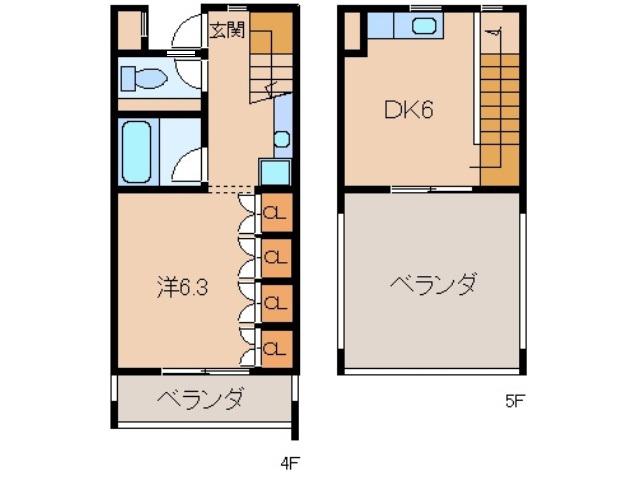 VERRI(1DK/4階)の間取り写真