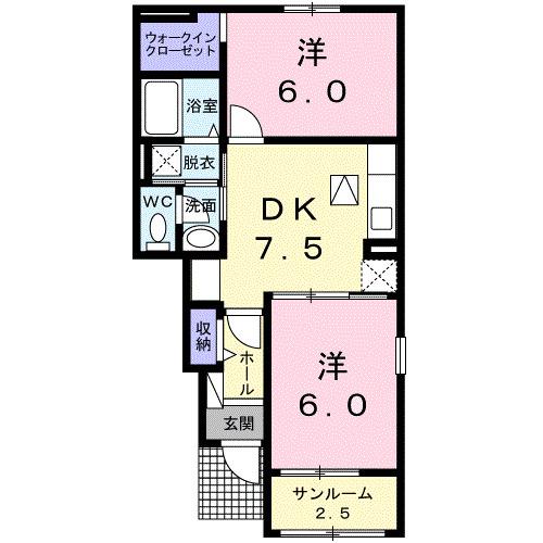 ヴェール II(2DK/1階)の間取り写真