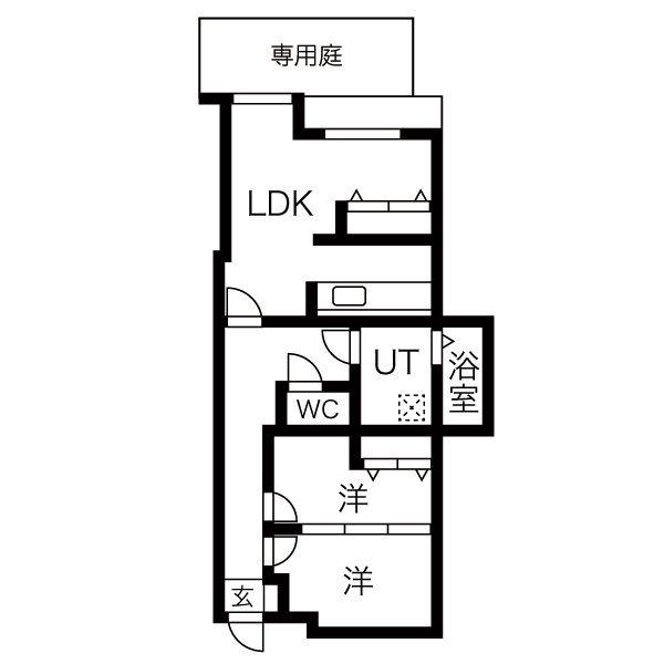 ゴールドパレス香流(2LDK/1階)の間取り写真