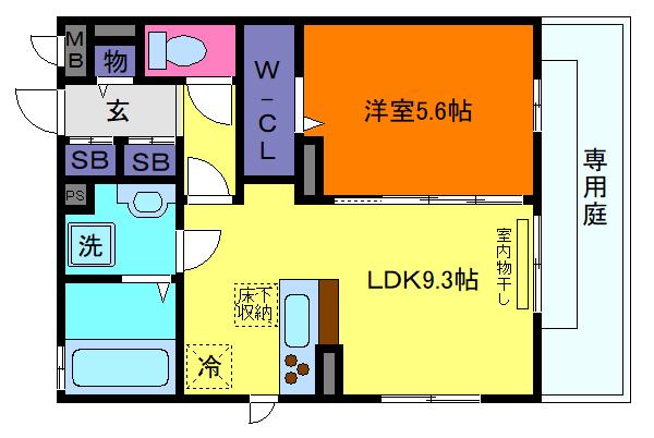 D-ROOM高羽(1LDK/1階)の間取り写真