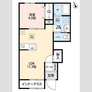 リーブルファイン久喜久喜東II(1LDK/1階)の間取り写真