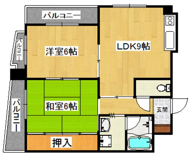 マンション富士(2LDK/2階)の間取り写真