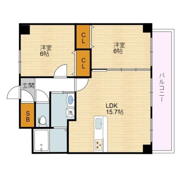 ZIOⅧ清水丘(2LDK/7階)の間取り写真