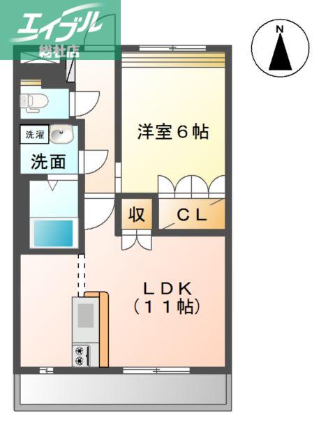 グランディール・フローラ(1LDK/1階)の間取り写真