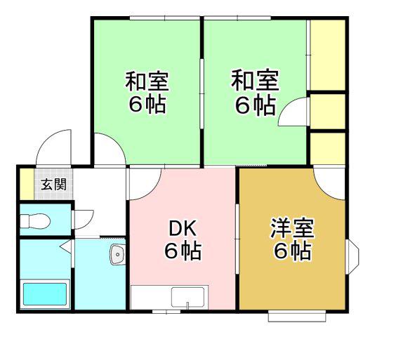 フレグランス小田代B(3DK/1階)の間取り写真
