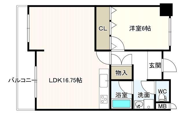 CASA DE INOYA(1LDK/4階)の間取り写真