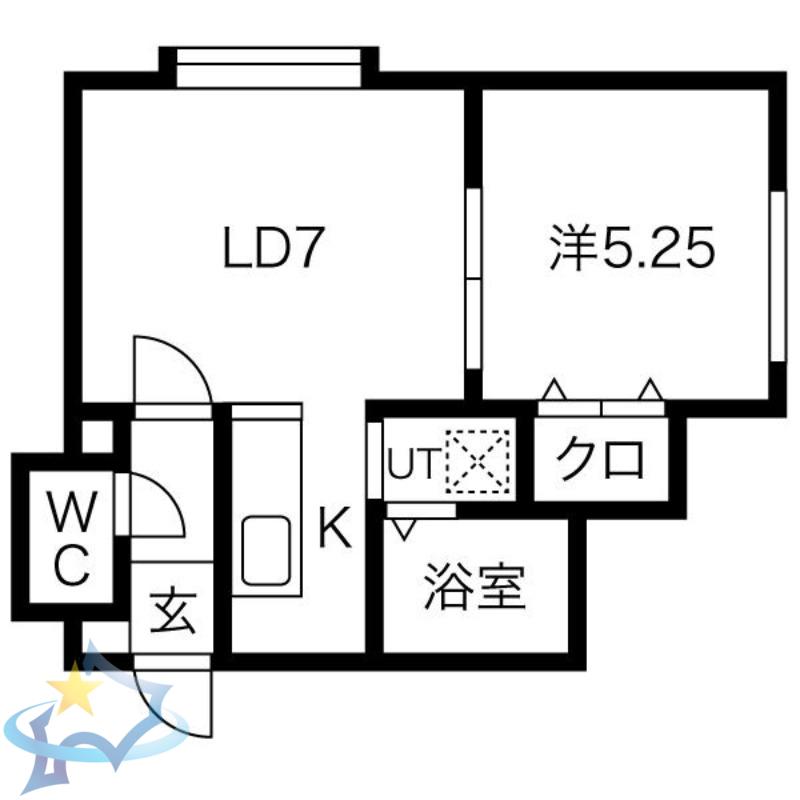 メゾンパークス南28(1LDK/2階)の間取り写真