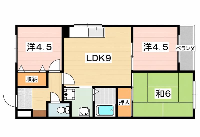 ファームハイツ(3LDK/2階)の間取り写真