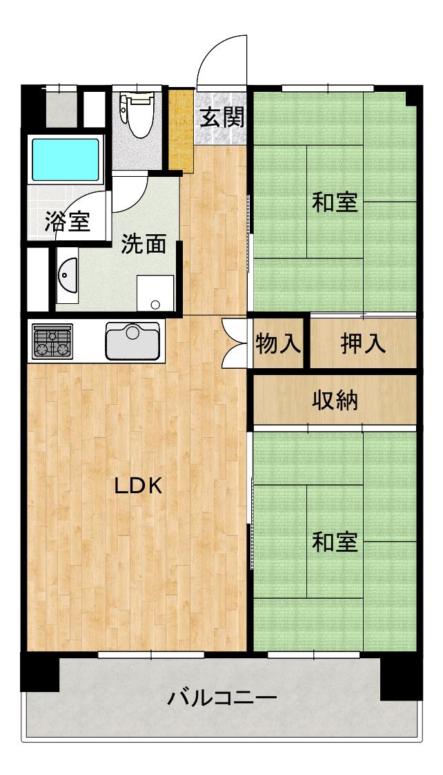 ビレッジ城月(2LDK/5階)の間取り写真