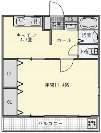 クラストA(1DK/1階)の間取り写真