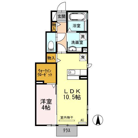D-ROOM萩原(1LDK/1階)の間取り写真