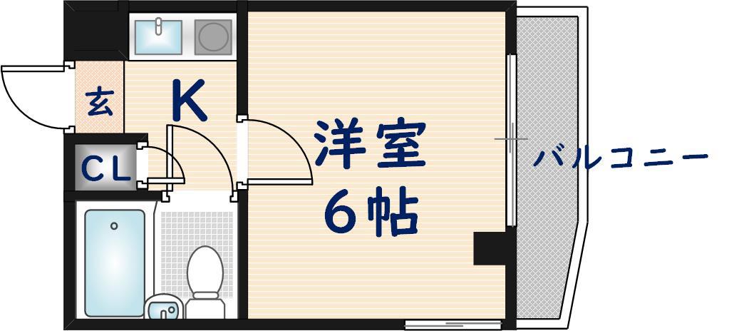 アールエス菱屋西(1K/3階)の間取り写真
