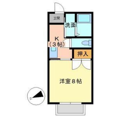 グリーンヒル(1K/1階)の間取り写真
