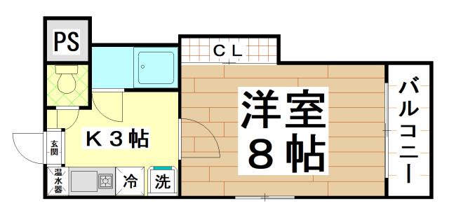 エクセル近大前(1K/4階)の間取り写真