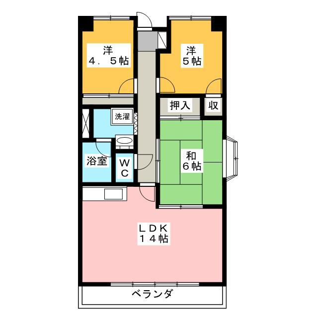 マルシオンマルジュ(3LDK/4階)の間取り写真