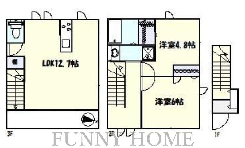 VILLA SYMBIOSE三軒茶屋(2LDK/2階)の間取り写真