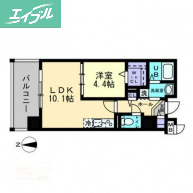 ハアラン国体町(1LDK/8階)の間取り写真