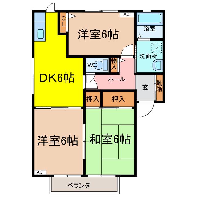 アーバンK S B(3DK/1階)の間取り写真