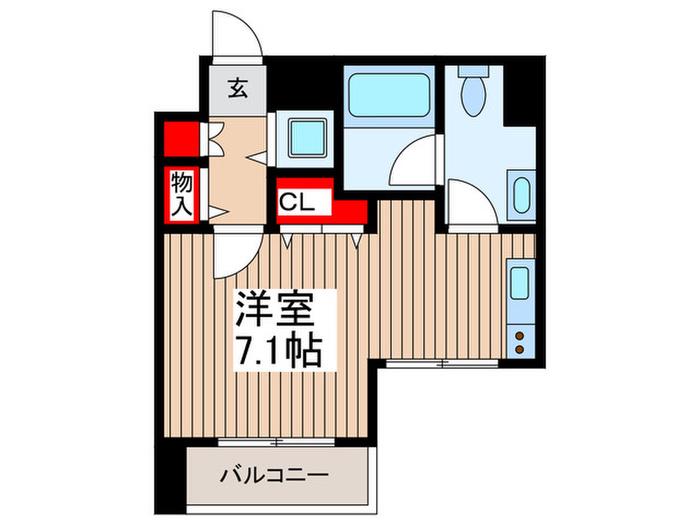 ガルリエ道(ワンルーム/2階)の間取り写真
